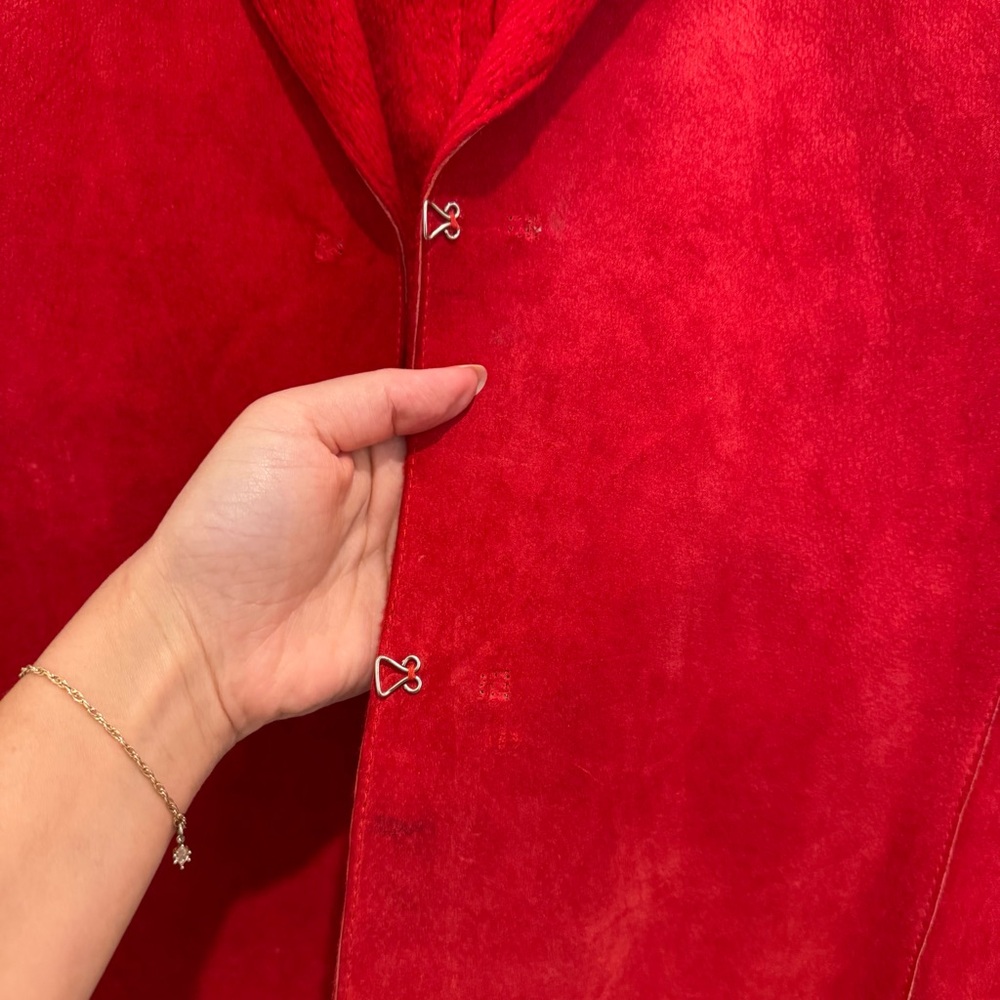 100% Leather VINTAGE Newport News Red Jacket - Picture 4 of 10